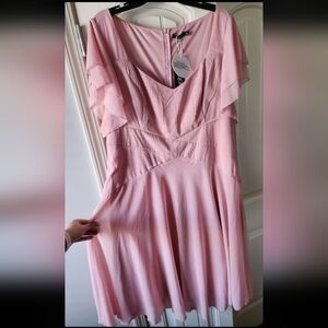 Angel sleeve chiffon midi dress